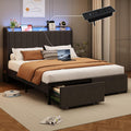 Queen Size Bed Frame with Storage Headboard and Drawers - LED