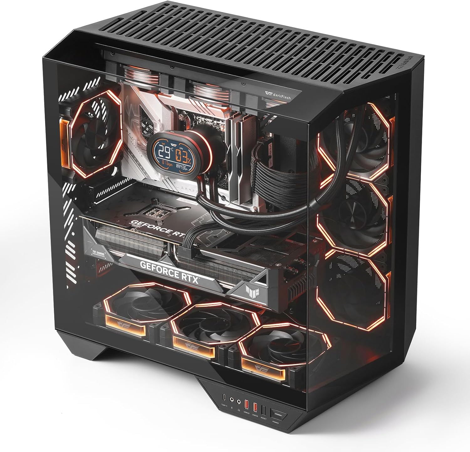 darkFlash Full-Tower ATX Gaming PC Case with Panoramic Glass