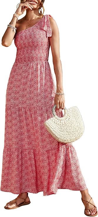 PRETTYGARDEN Floral Summer Dress with Ruffle Hem for Women