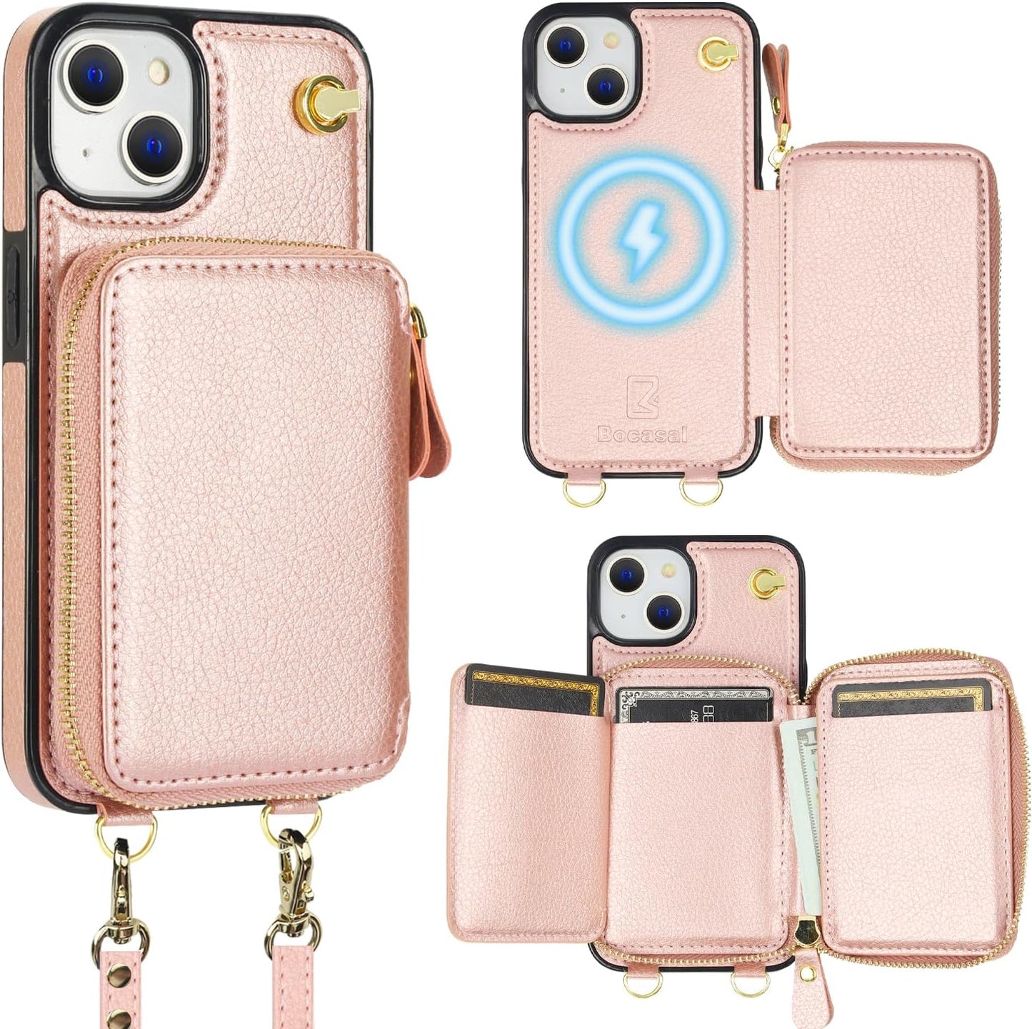 Bocasal MagSafe Crossbody Wallet Case for iPhone 14 & 13