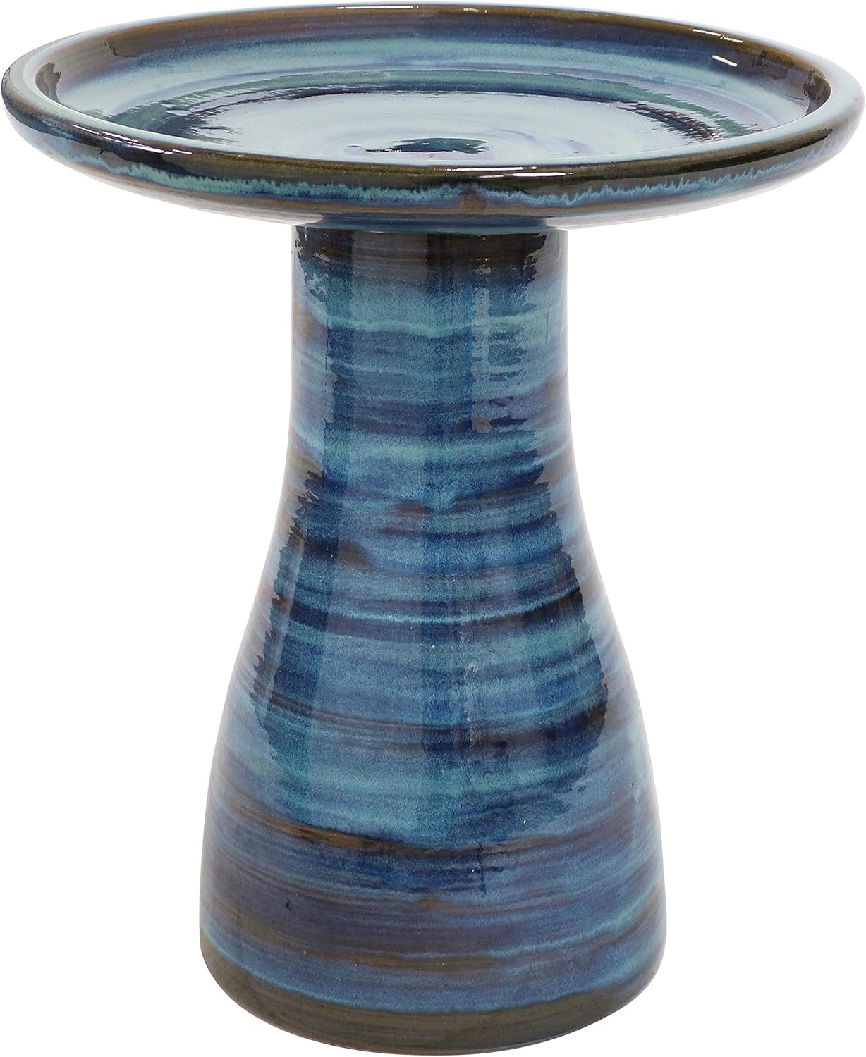 Hand-Painted Galaxy Blue Bird Bath - UV/Frost Resistant - Sunnydaze Decor