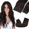 Clip in Hair Extensions for Women 16in 150g Light Brown - Real Human
