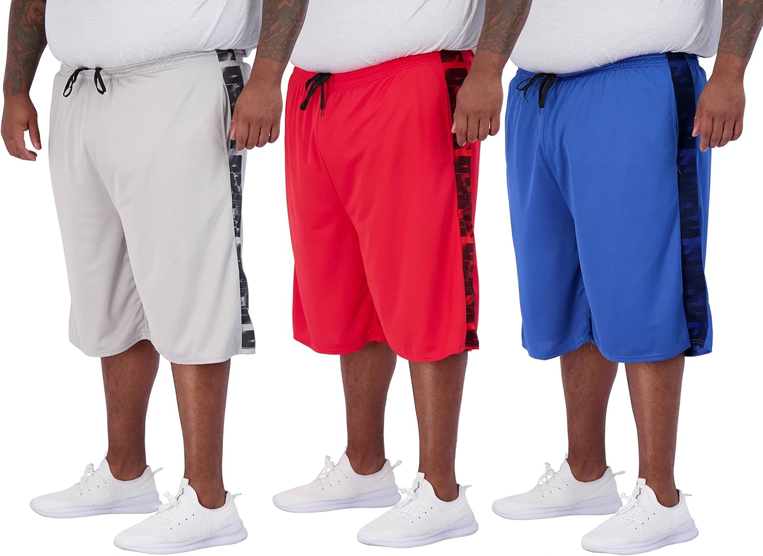 Real Essentials Men's Big & Tall 3-Pack Athletic Performance Shorts