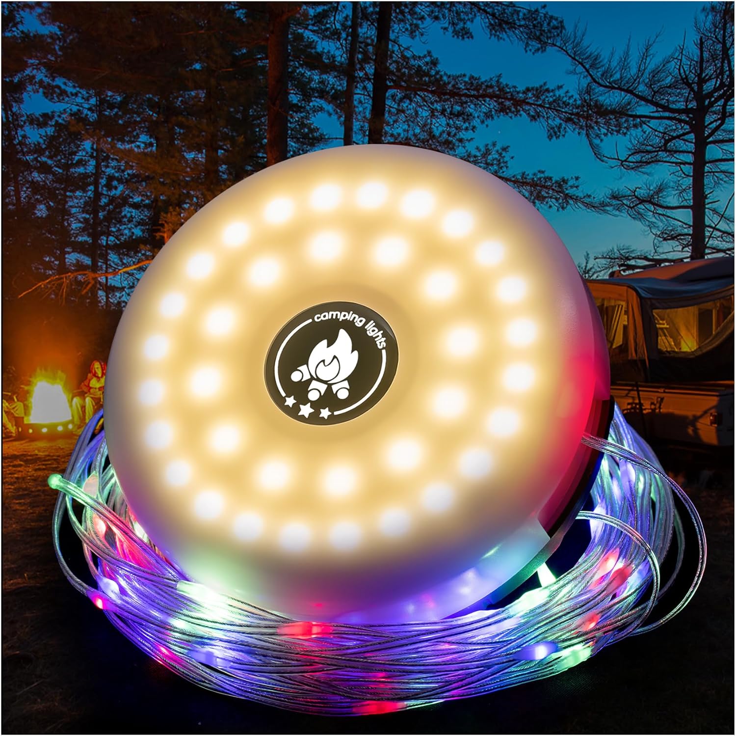 DUMVOIN Rechargeable Camping String Lights: 8 Modes, Quick Recovery, Waterproof, USB Charging