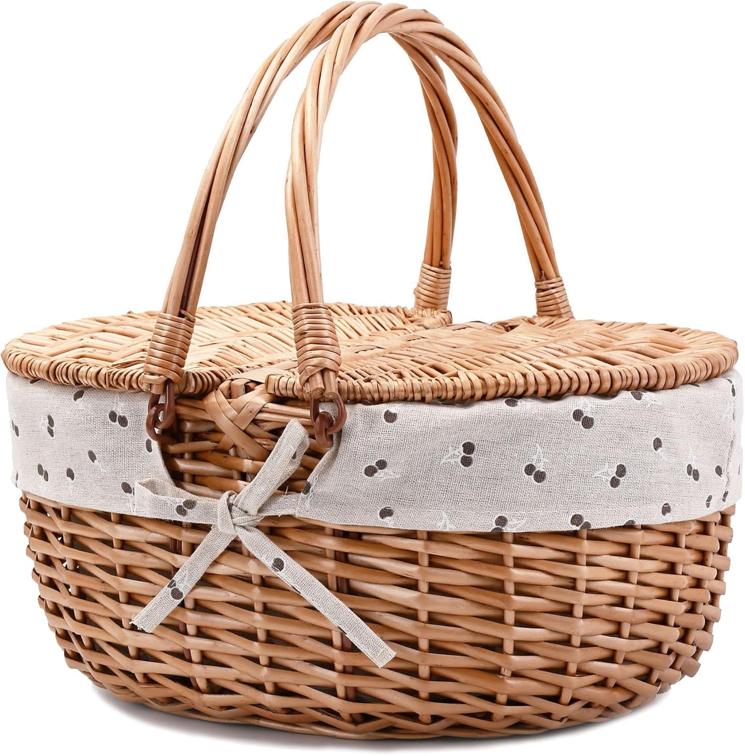 Sturdy Wicker Picnic Basket with Lid for Romantic Outings