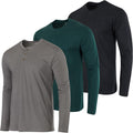 Men's Henley T-Shirt 3 Pack - Comfortable Cotton Blend Activewear