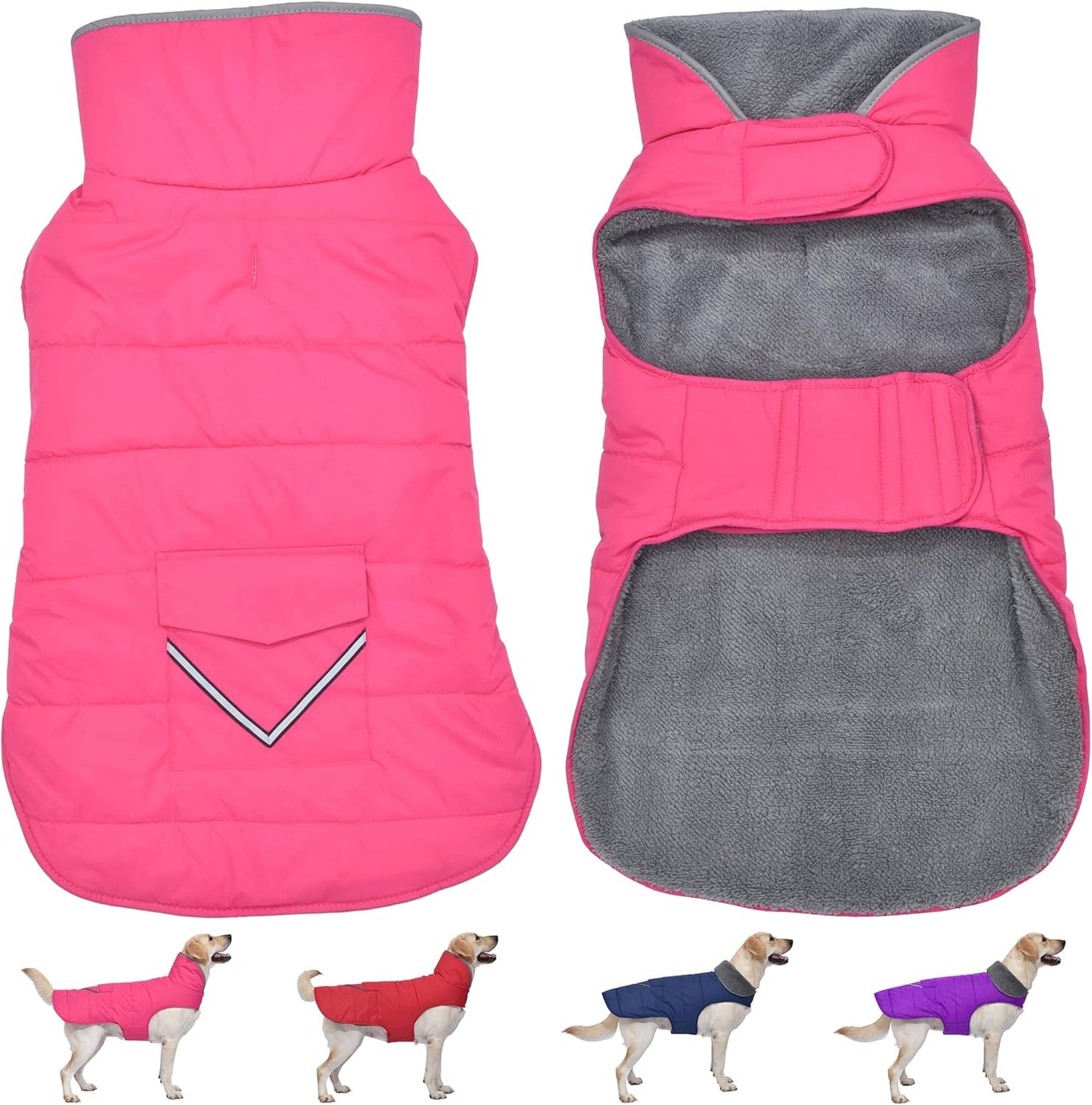 Waterproof Dog Winter Jacket with Pocket for All Sizes