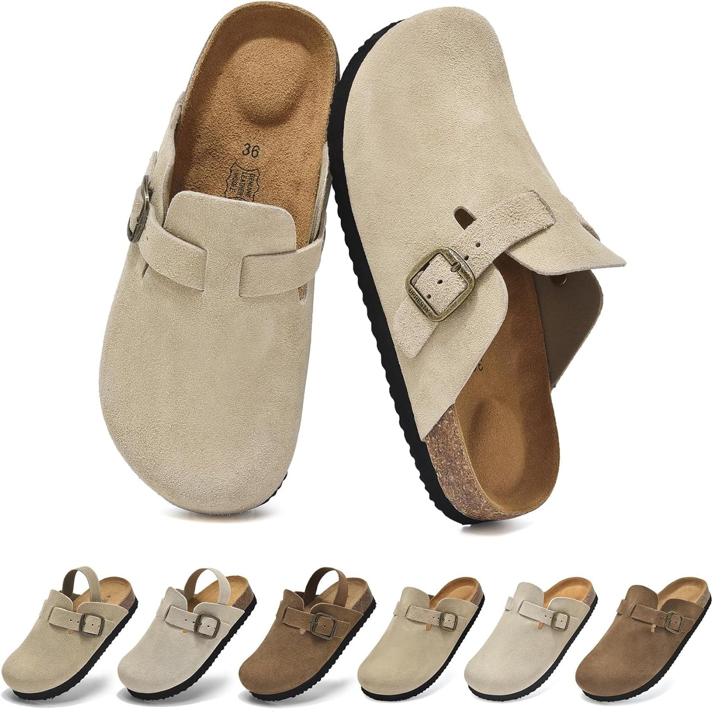 Genuine Suede Kids Toddler Clogs with Arch Support for Comfort