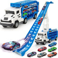 Truck Car Toys Race Track Carrier for Kids Ages 3-6 - Foldable 2-Layer