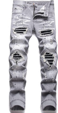 AITITIA Men's Ripped Regular Fit Stretch Jeans - Slim Moto Comfort
