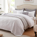 Full/Queen Quilt Set 3 Pieces Lightweight White Quilt - Soft