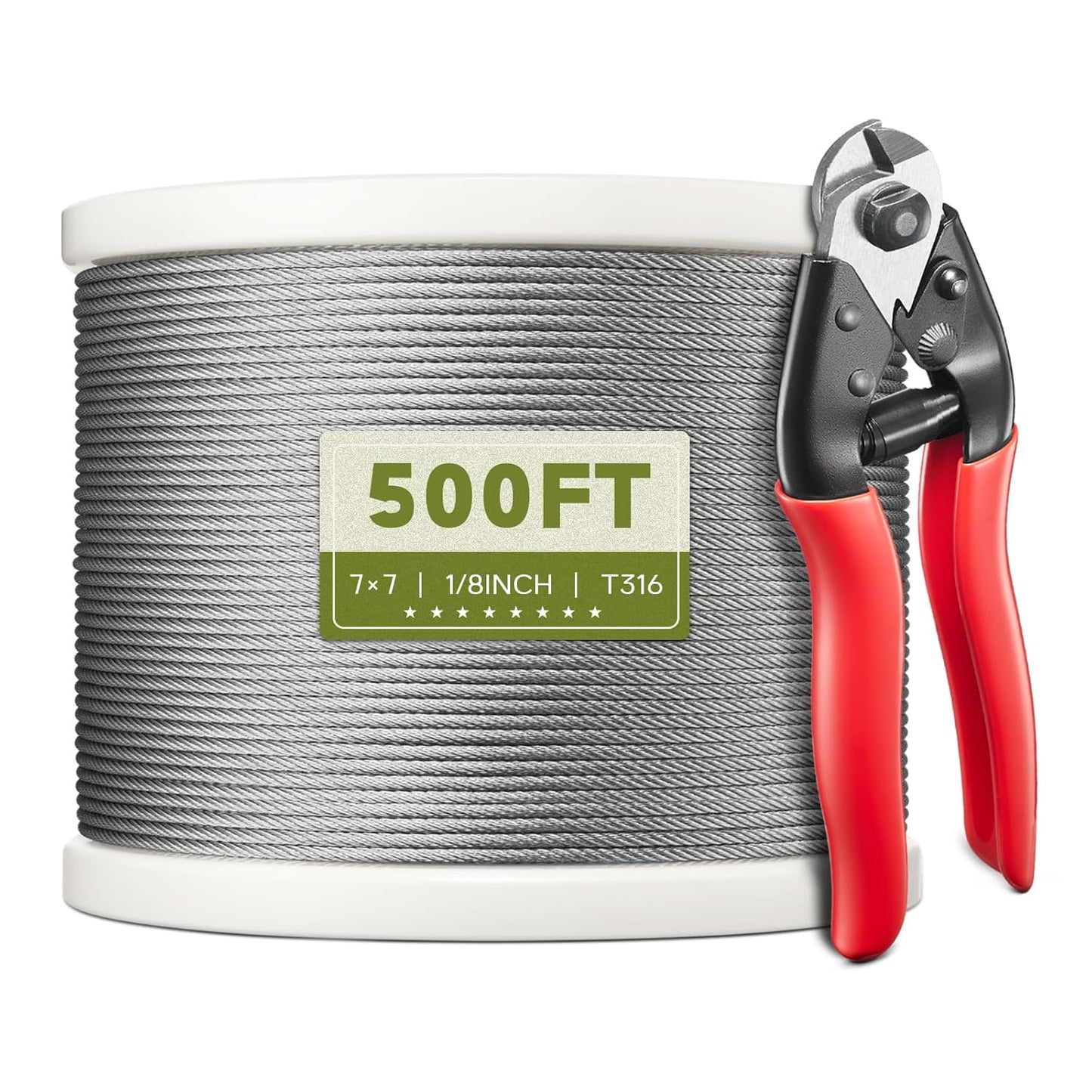500FT 1/8in T316 Stainless Steel Cable for Deck Railing Kits