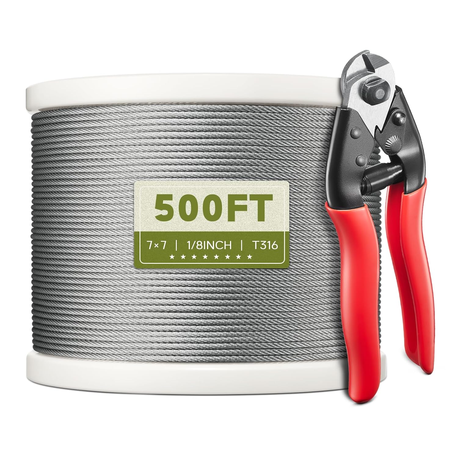 500FT 1/8in T316 Stainless Steel Cable for Deck Railing Kits