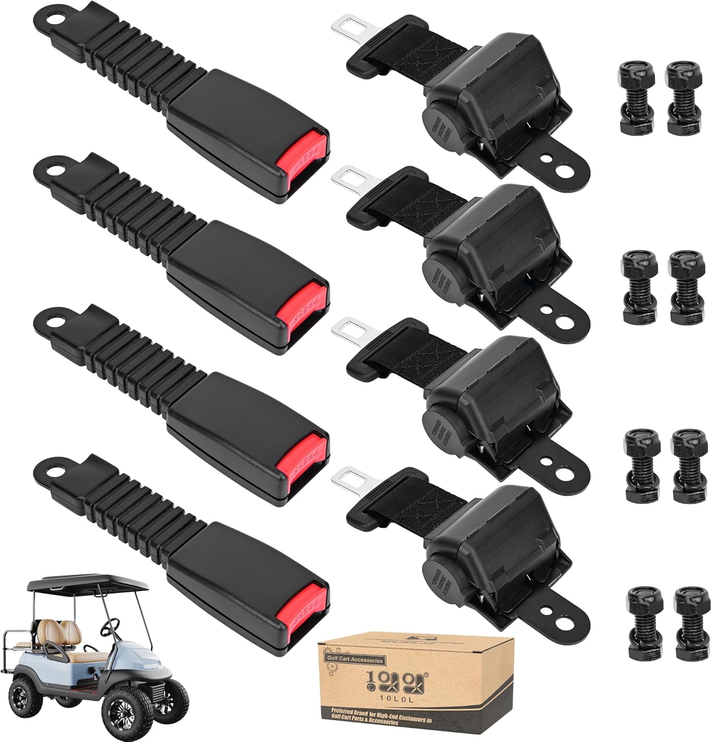 10L0L Universal Retractable Golf Cart Seat Belts Kit for Safety
