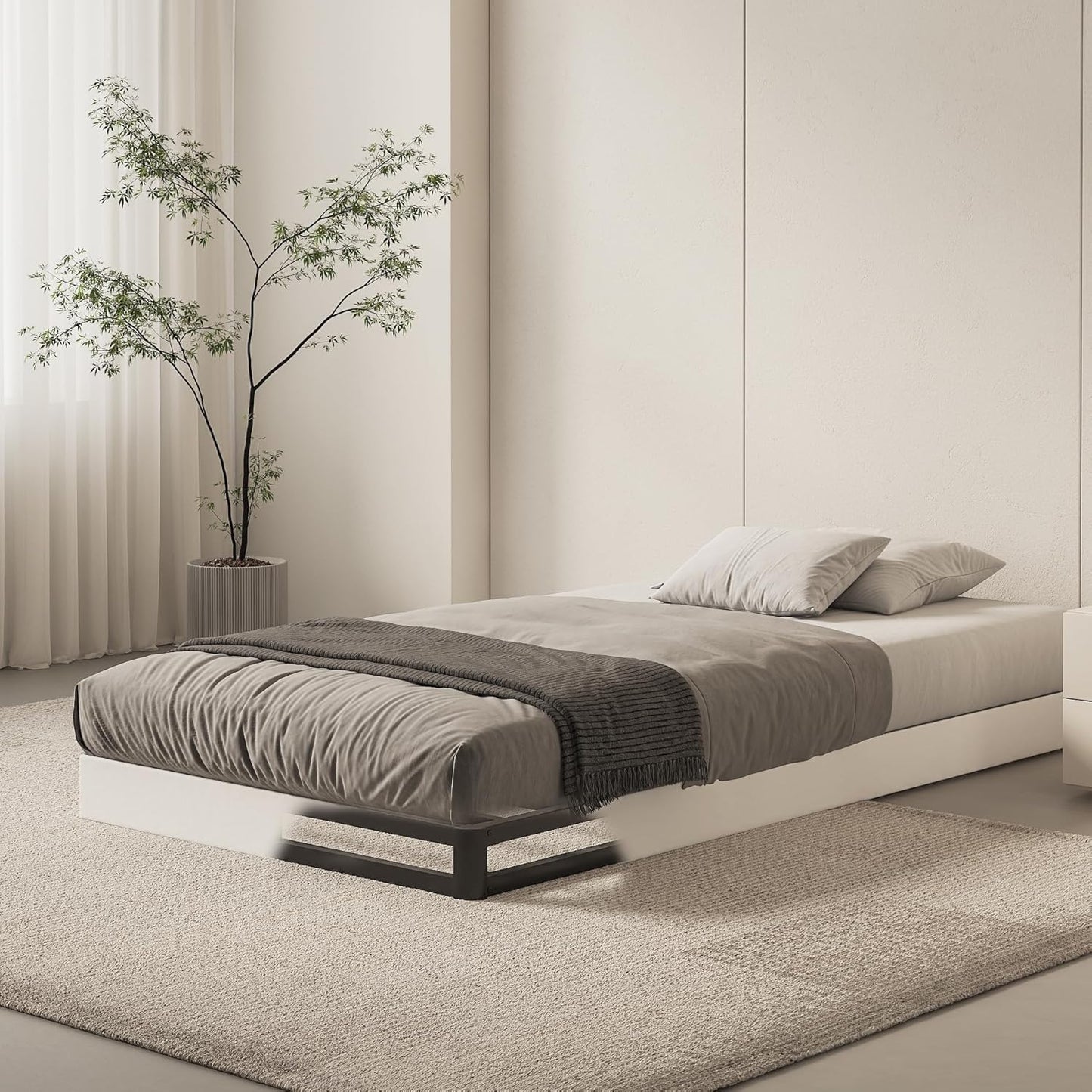 Twin Box Spring Bed Base, 5 Inch Low Profile, Heavy Duty Support