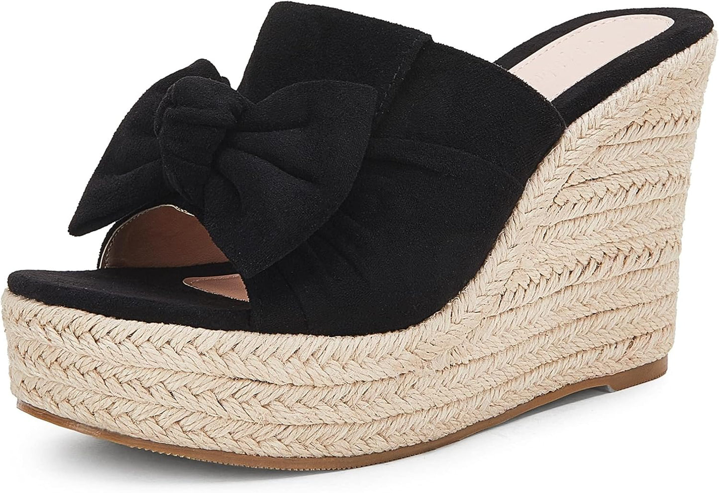 Womens Platform Espadrilles Slip On Wedge Sandals with Bow Tie