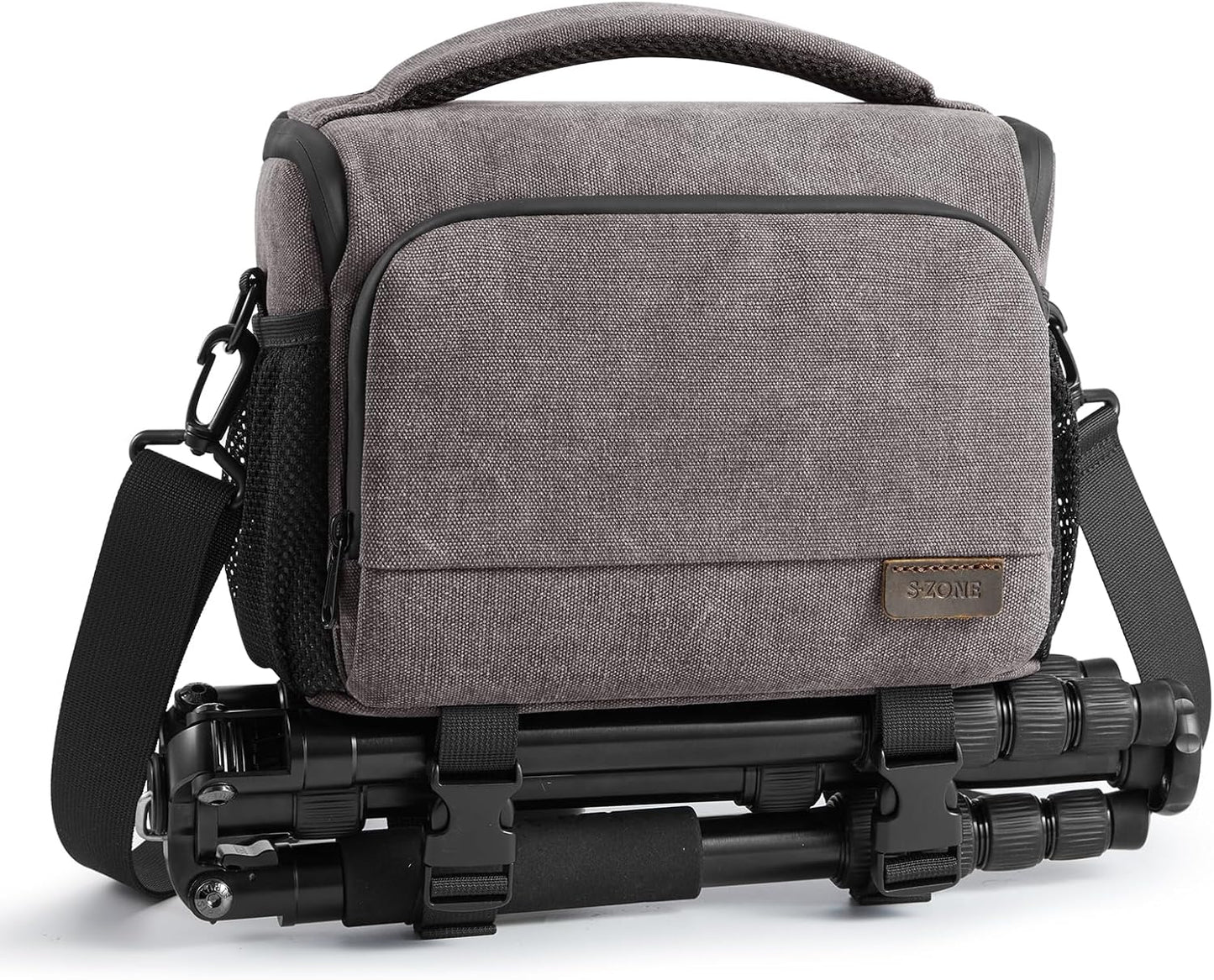 S-ZONE Small Crossbody Camera Bag for Photographers - Grey
