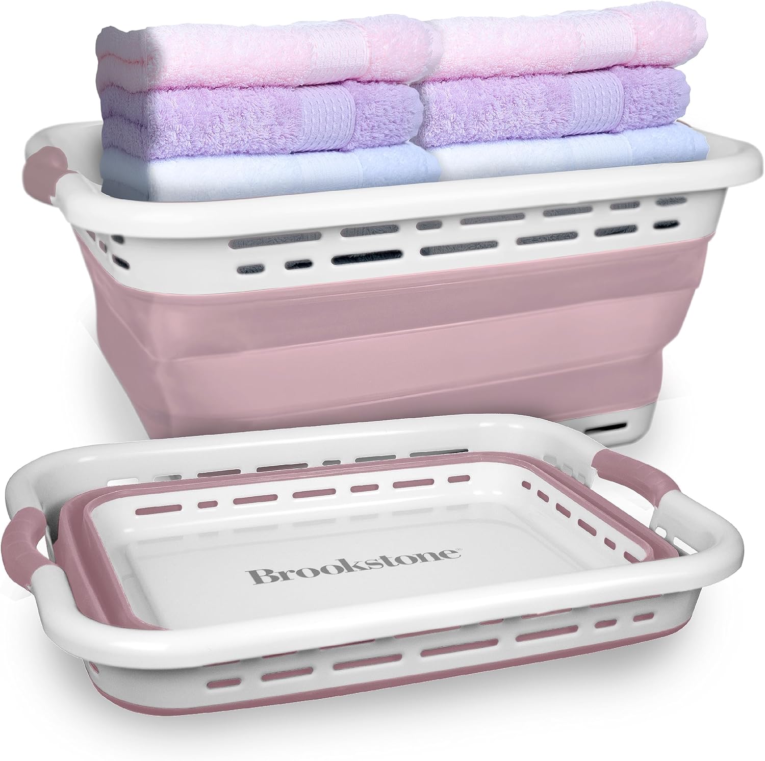 Brookstone 24 Collapsible Laundry Basket with Non-Slip Grip Handles