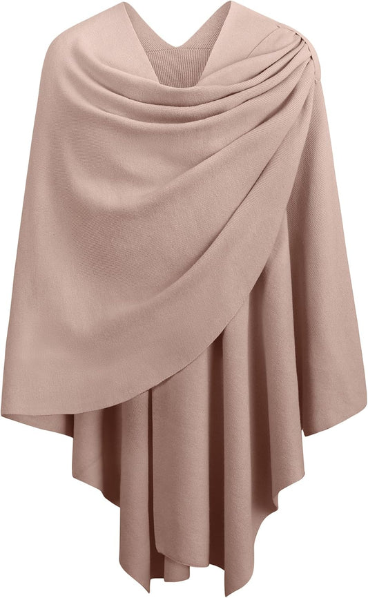 PULI Womens Large Cross Front Poncho Sweater Wrap for Fall