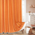 Boho Long Shower Curtain 72 x 78 Pumpkin Orange - Rustic Linen Feel