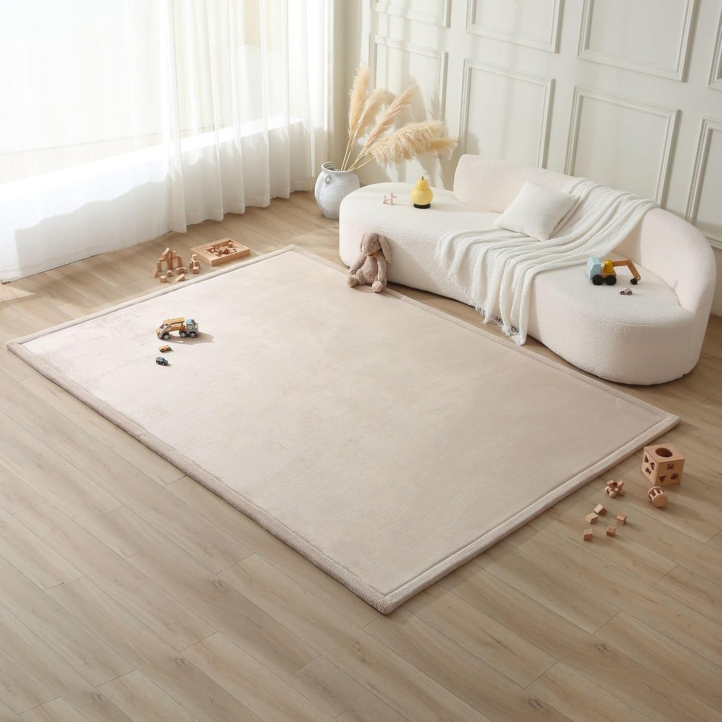Premium Baby Playmat for Floor 80 x 110 in Coral Velvet Rug
