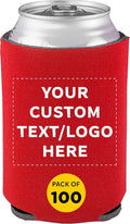 Custom Collapsible Beer Can Coolers 4mm Set of 100 - Personalized Red