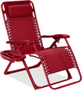 Adjustable Zero Gravity Patio Chair with Detachable Tray - Ruby
