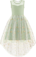 Girls Tulle High Low Party Dress with Belt - Elegant Twirl-Ready