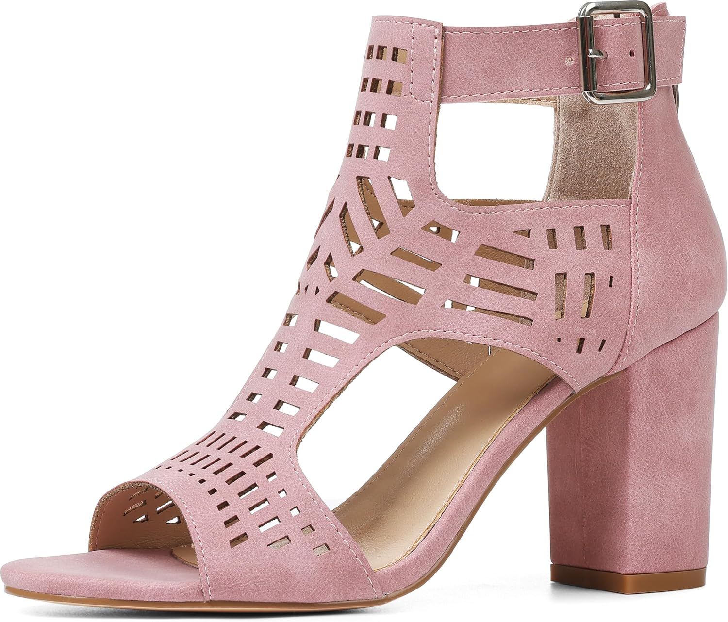Chunky Heeled Sandals for Women - Bohemian Cutout Style