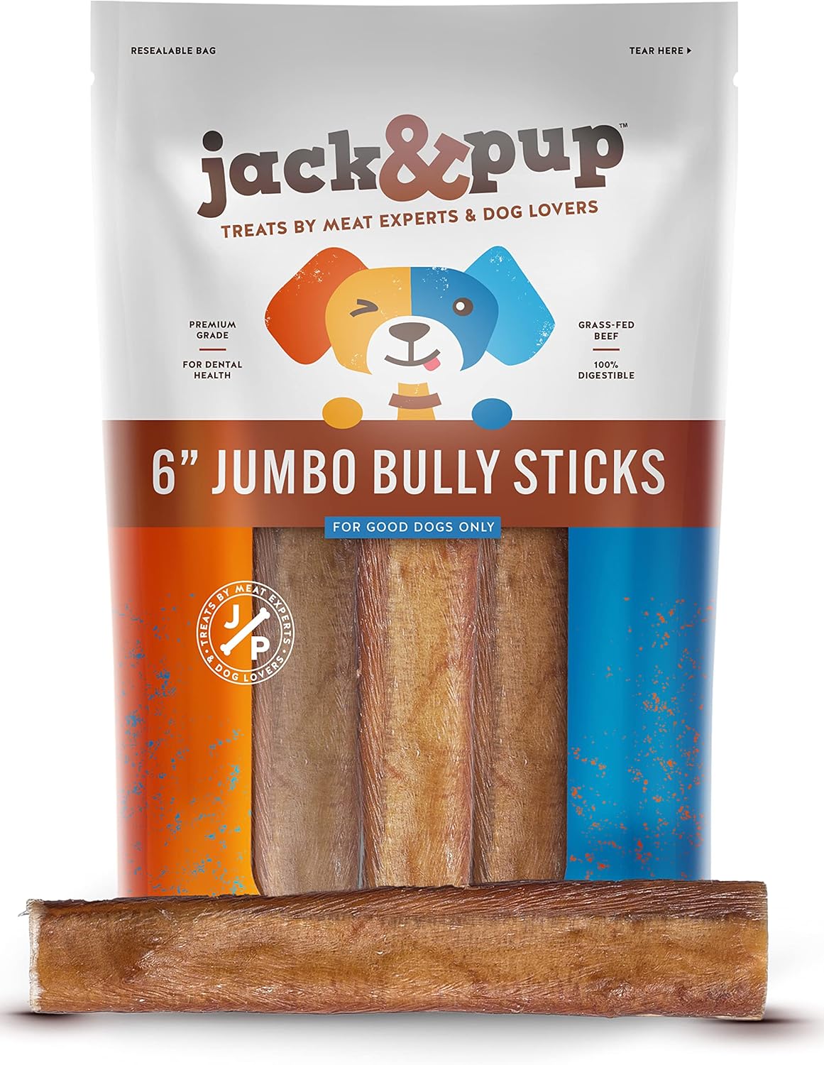 Jumbo Bully Sticks for Dogs - Extra Thick 6 Inch Treats