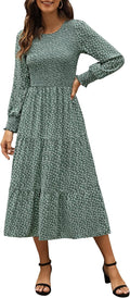 Zattcas Womens Fall Dresses Casual Long Sleeve Midi with Pockets