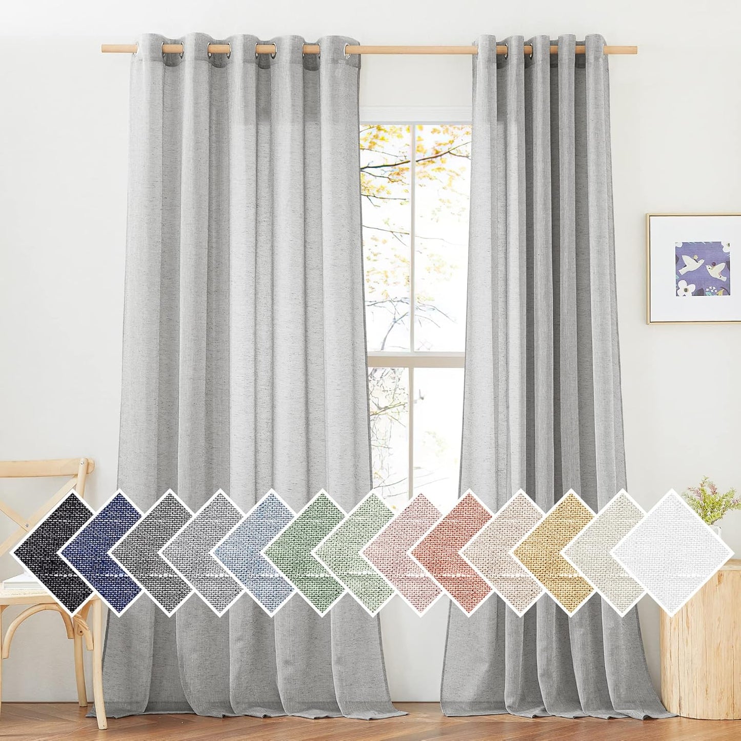 NICETOWN Linen Sheer Sliding Door Curtains for Elegant Living