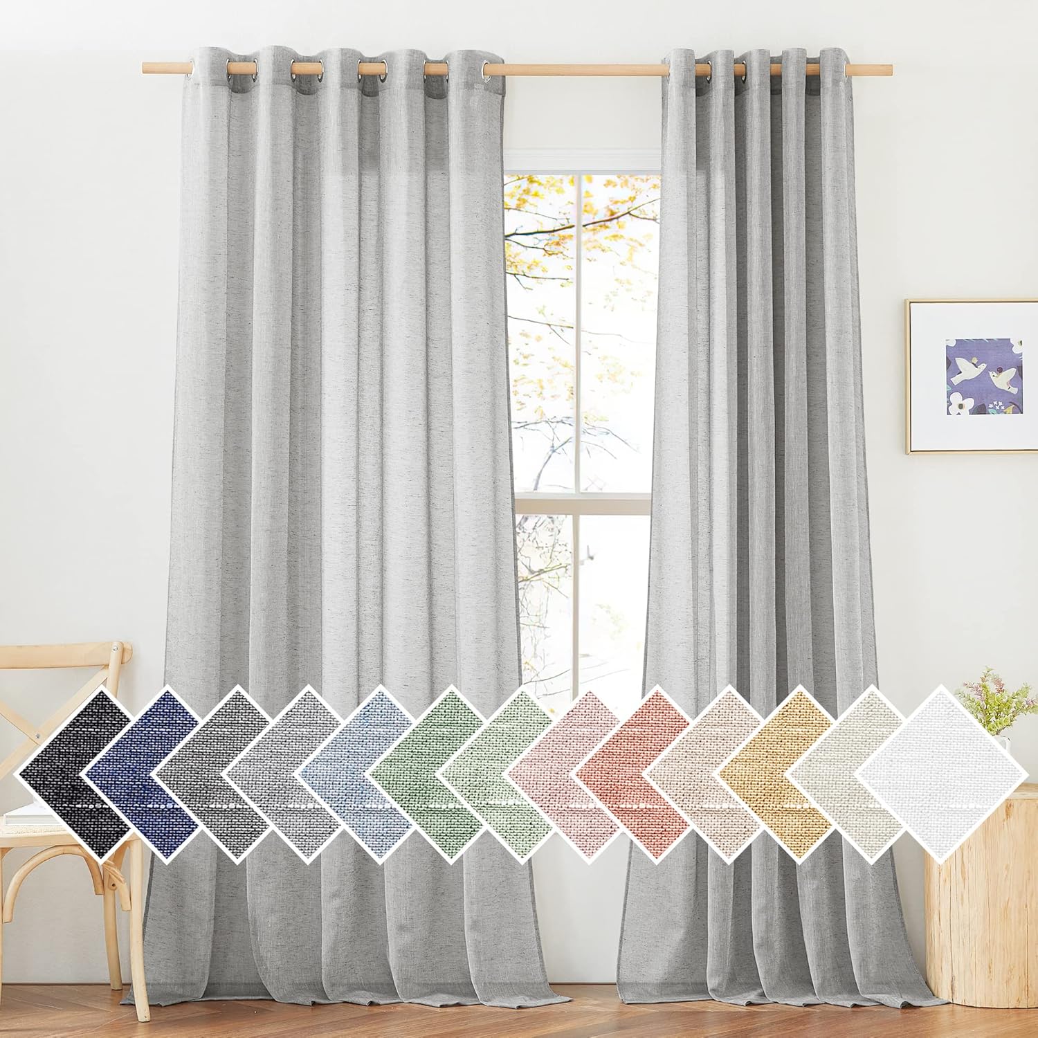 NICETOWN Linen Sheer Sliding Door Curtains for Elegant Living
