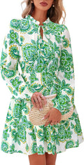 BTFBM Women Fall Floral V Neck Long Sleeve Tiered Ruffle Dress - Flowy