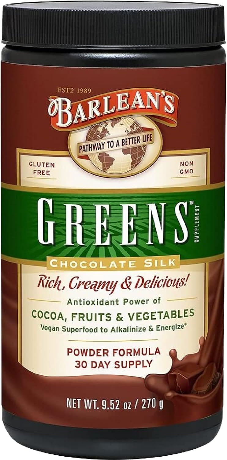 Barlean's Chocolate Greens Powder for Daily Nutrition Boost