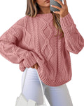 Casual Women Long Sleeve Ribbed Knit Sweater Pullover - Cozy Fit