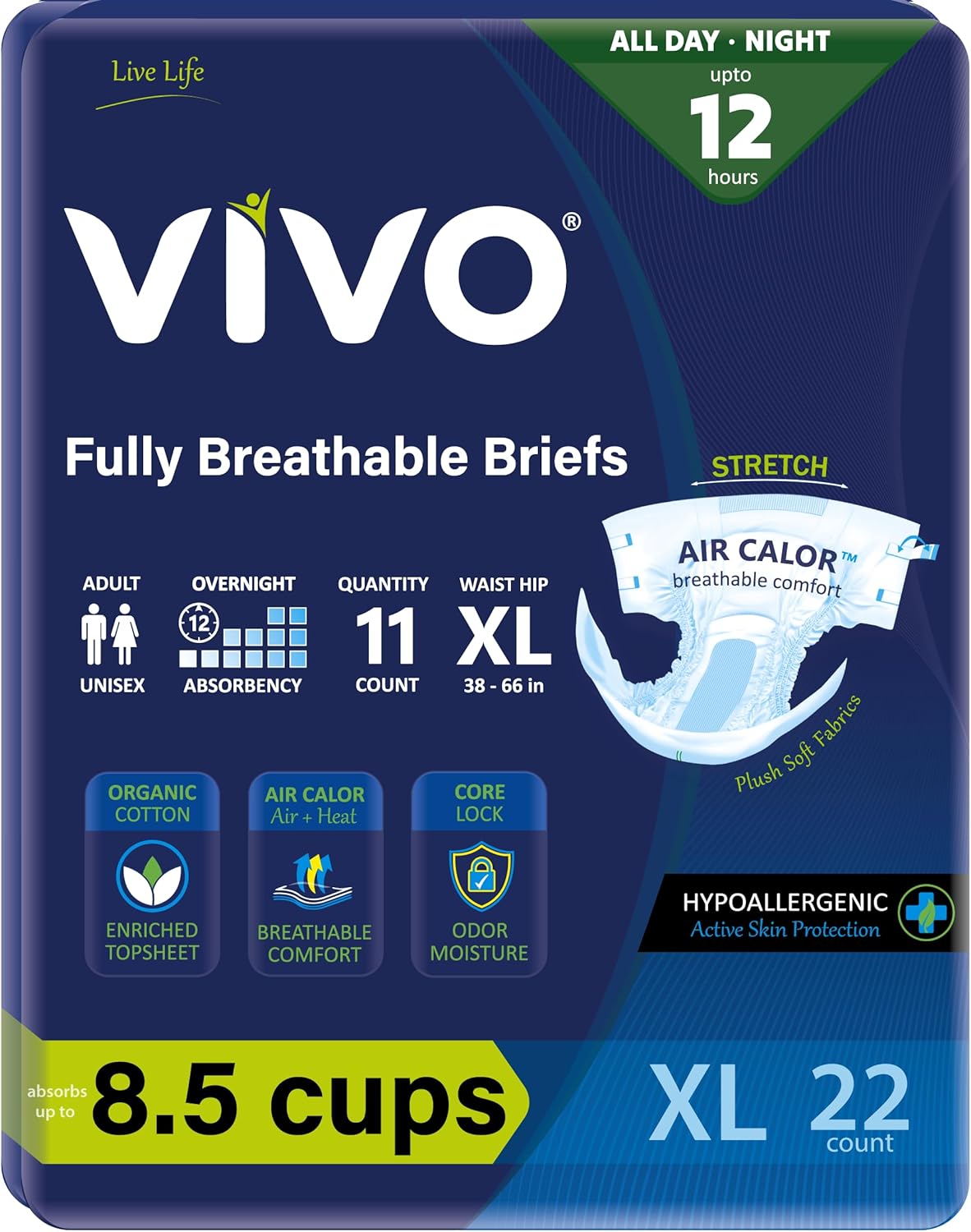 VIVO Organic Cotton Overnight Diaper Briefs for Sensitive Skin