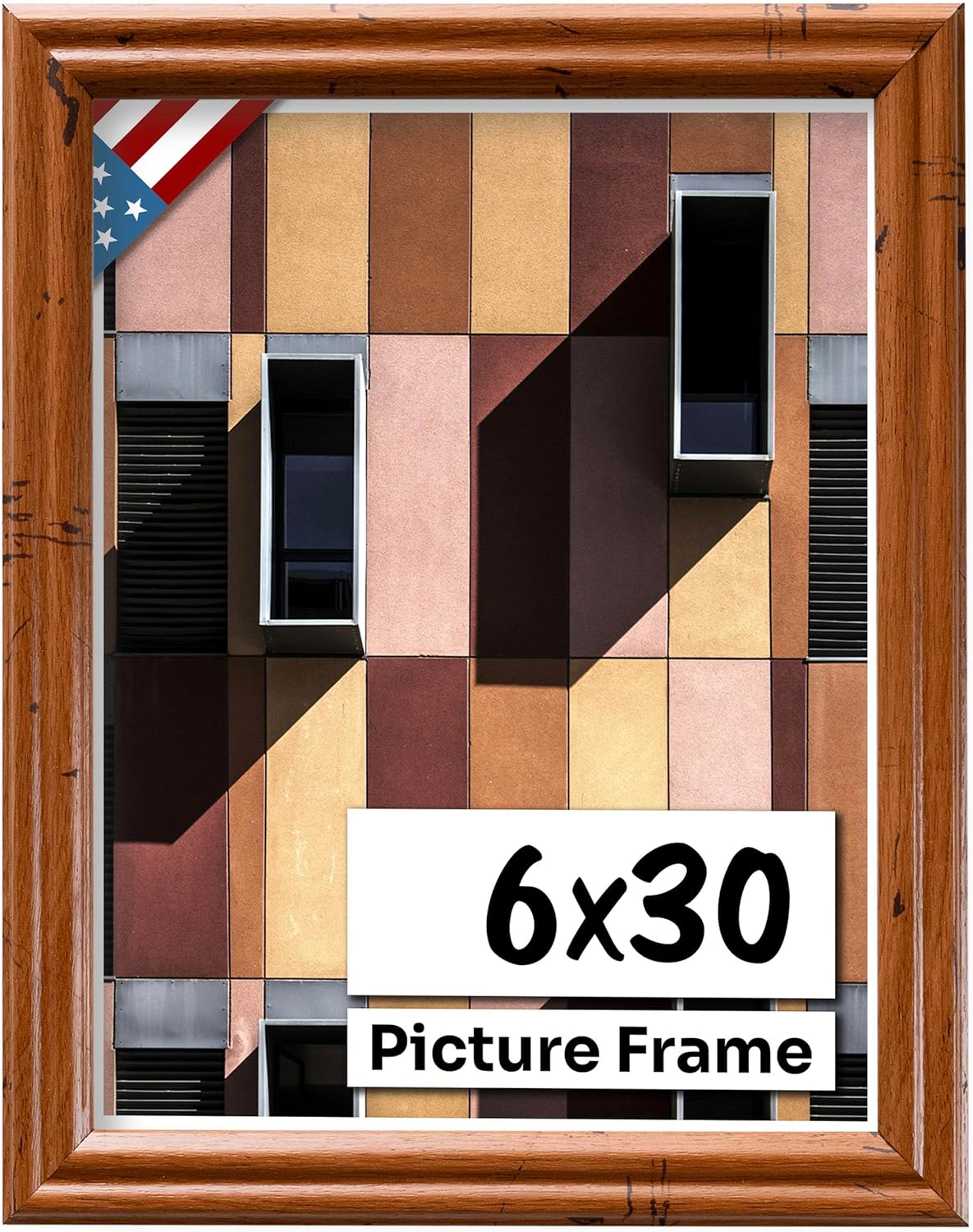 Distressed Oak 6x30 Picture Frame - Handmade Solid Wood Frame