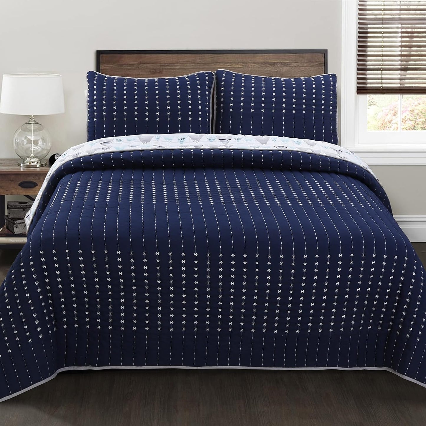 Cozy Line Home Fashions Summit Blues Winter Mountains Quilt Set