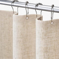 Extra Width 108 in Linen Shower Curtain Beige Boho Farmhouse - Wide