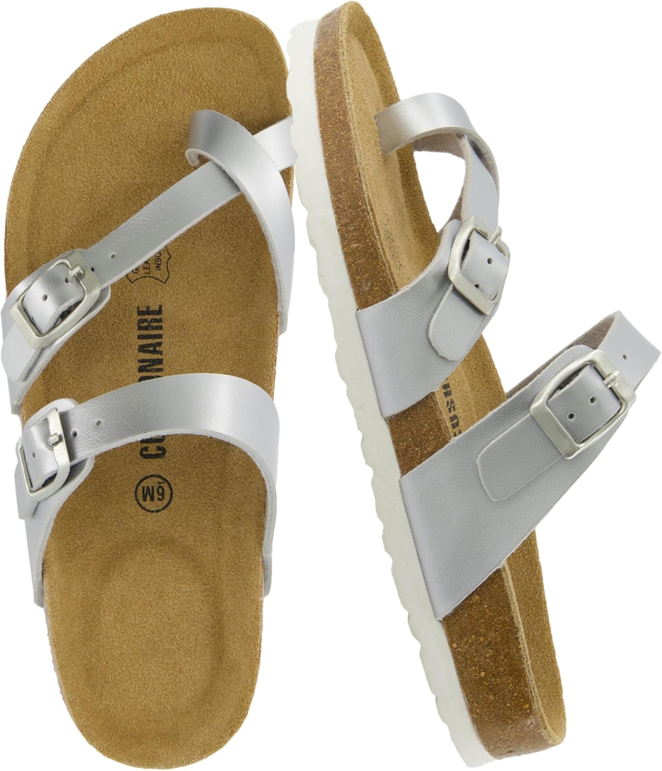CUSHIONAIRE Women's Luna Cork Footbed Sandal for Comfort