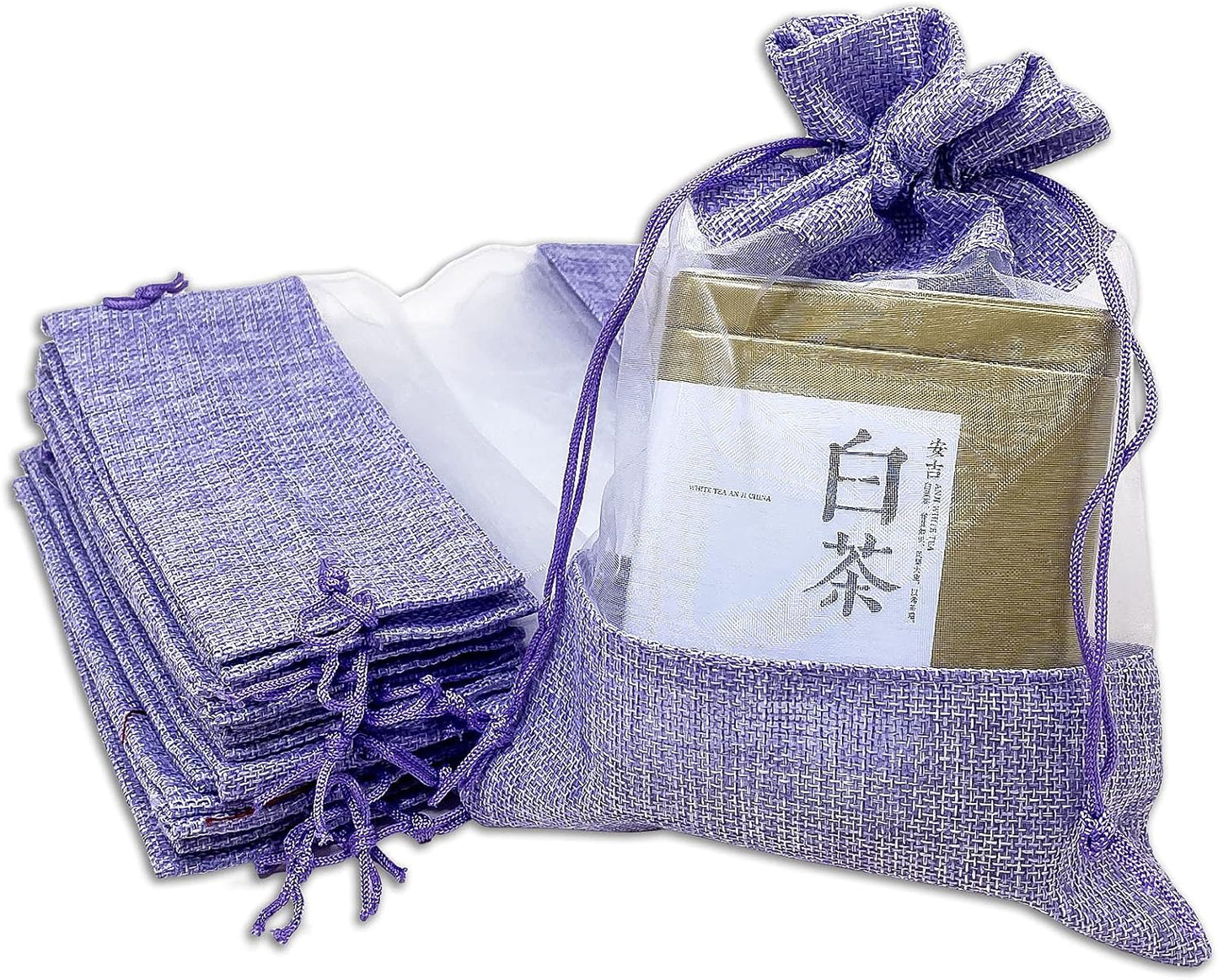 48-Pack Large Linen Burlap & Organza Gift Bags for All Occasions