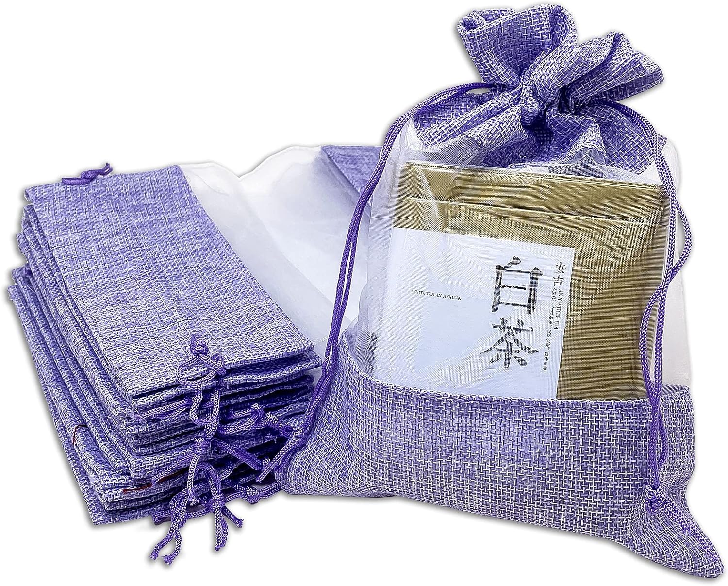 48-Pack Large Linen Burlap & Organza Gift Bags for All Occasions