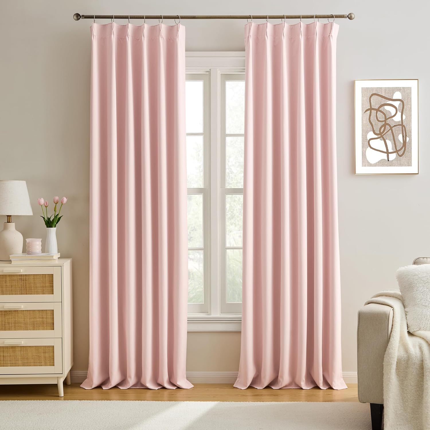 Pinch Pleated Curtains 108 Inches Long for Elegant Living Room