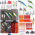 PLUSINNO 108pcs Fishing Accessories Kit - Complete Tackle Box for Bass