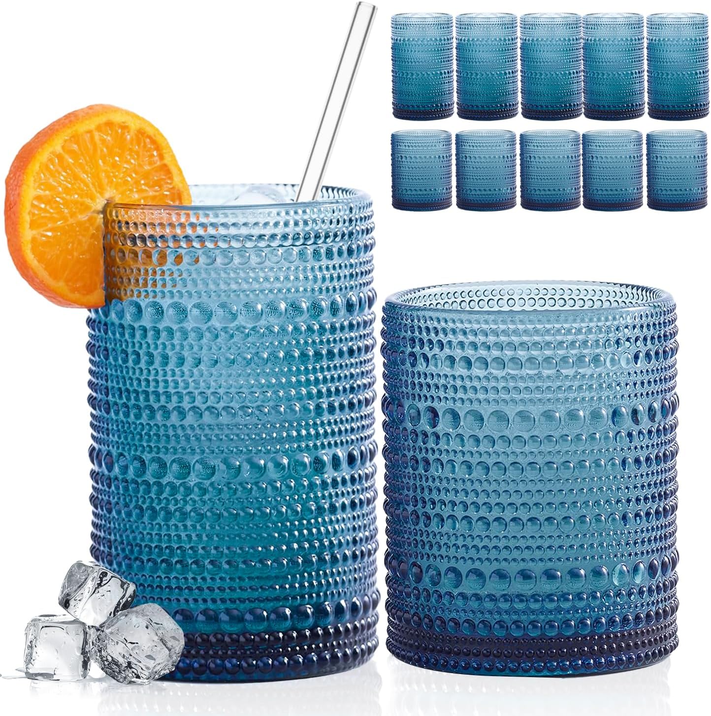 Hobnail Drinking Glasses Set of 12 for Vintage Style Gatherings