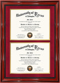 Double 8.5x11 Diploma Certificate Frame - Cherry Lacquer with Rope
