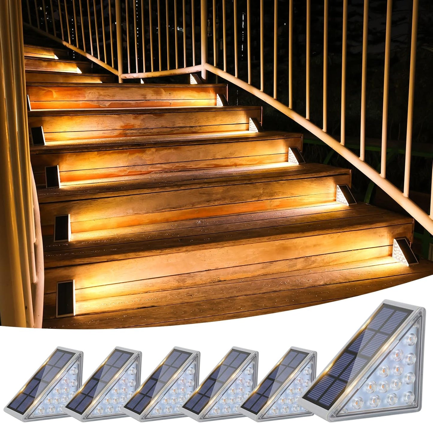 VOLISUN Solar Stair Lights 6 Pack for Safe Outdoor Steps