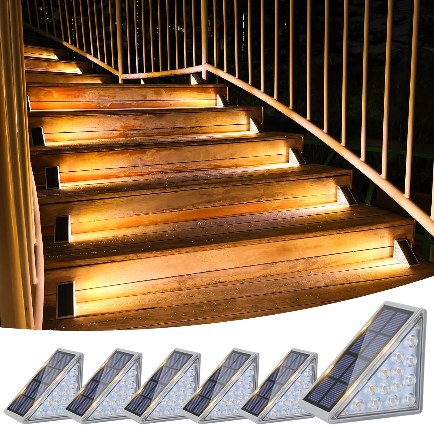 VOLISUN Solar Stair Lights 6 Pack for Safe Outdoor Steps
