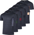 Mens Short Sleeve Dry Fit T-Shirts 5 Pack - Moisture Wicking Crew heat